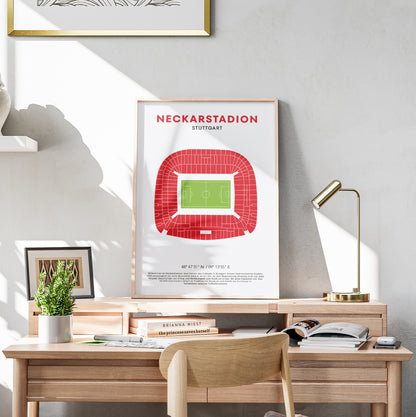 VfB Stuttgart Neckarstadion Seatmap Poster Bundesliga - Pefektes Geschenk für Fussballfans!