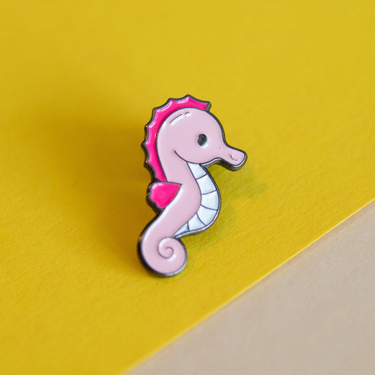Charming Pink Seahorse Enamel Pin - High-Quality Lapel Badge - Perfect for Jackets and Bags