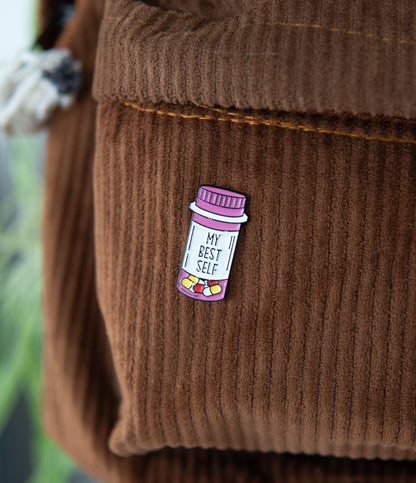 Enamel Pin &quot;My best Self&quot; - Inspirational Mental Health Badge, Cute Accessory for Bags & Jackets