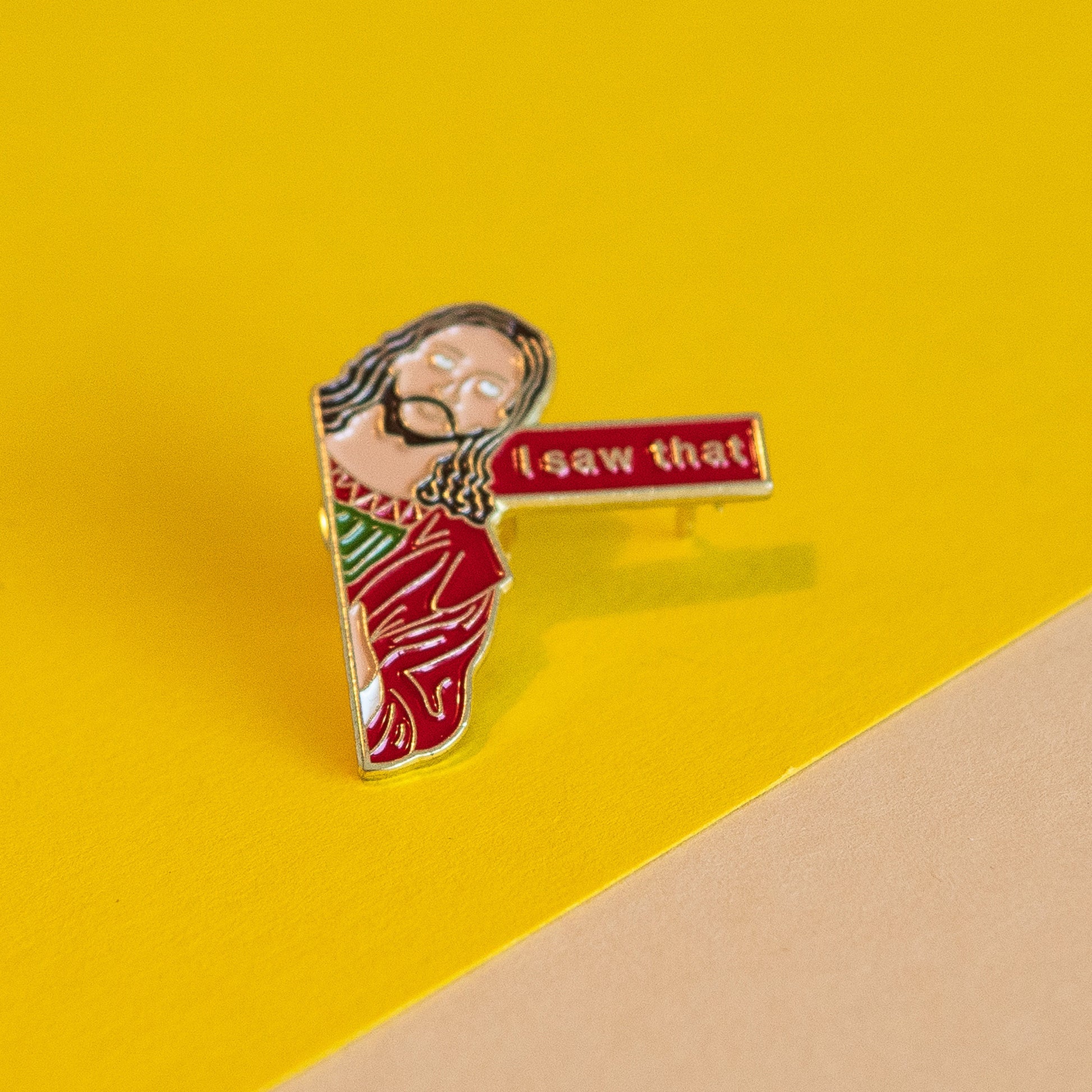 Jesus is Watching Pin: Omnipresent and Taking Notes Enamel Badge
