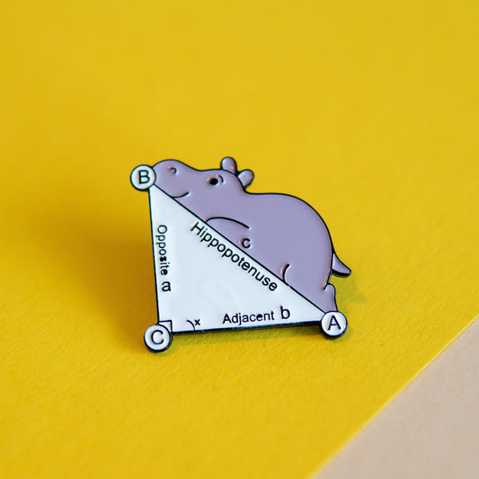 Hippopotenuse Enamel Pin - Cute Math Hippo Pun Accessory for Backpacks and Jackets