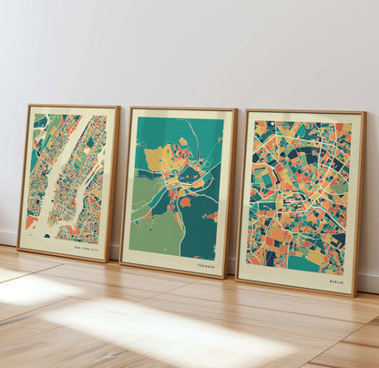 Tübingen Colorful Retro Map Poster Print