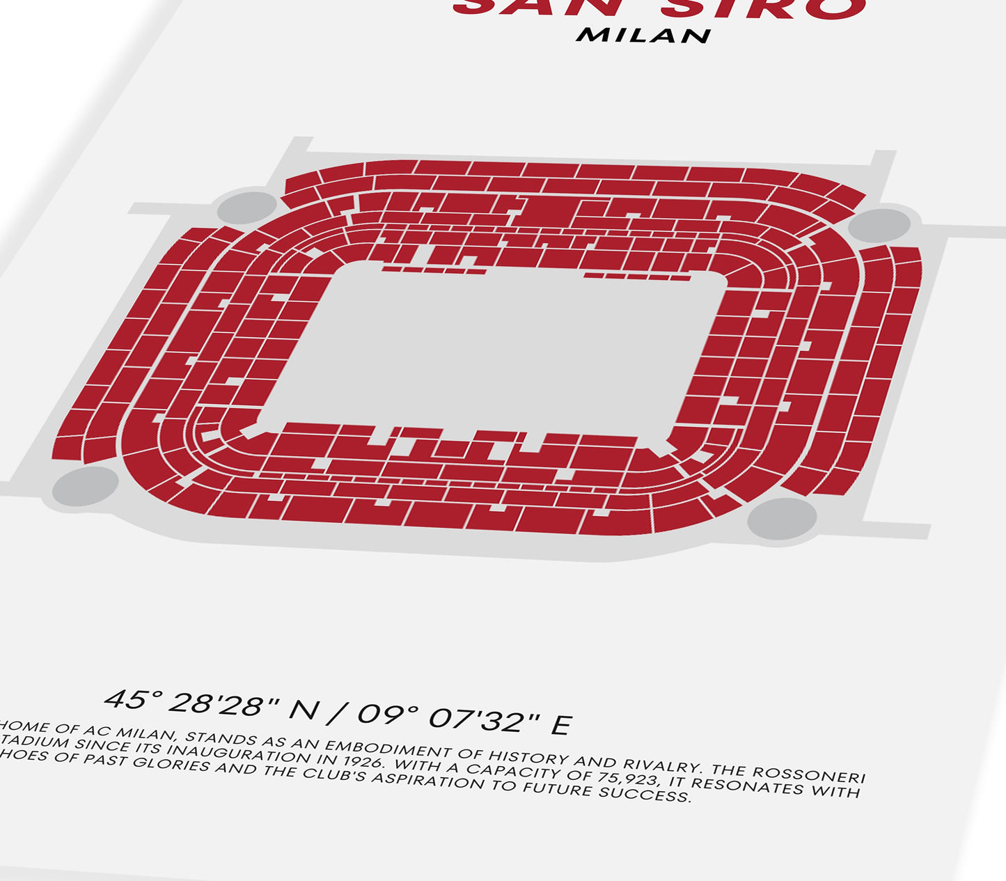 AC Milan San Siro Print - Soccer Stadium Seatmap & Coordinates, Art for Football Fans, Sports Decor, Unique Gift