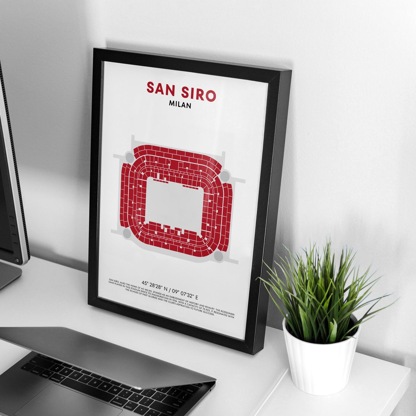 AC Milan San Siro Print - Soccer Stadium Seatmap & Coordinates, Art for Football Fans, Sports Decor, Unique Gift