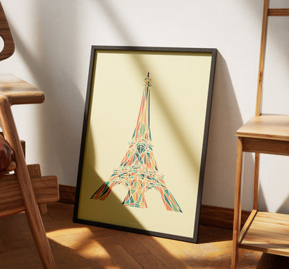 Eiffel Tower Abstract Print - Chic Parisian Landmark Art, Multicolor Geometric Home Decoration